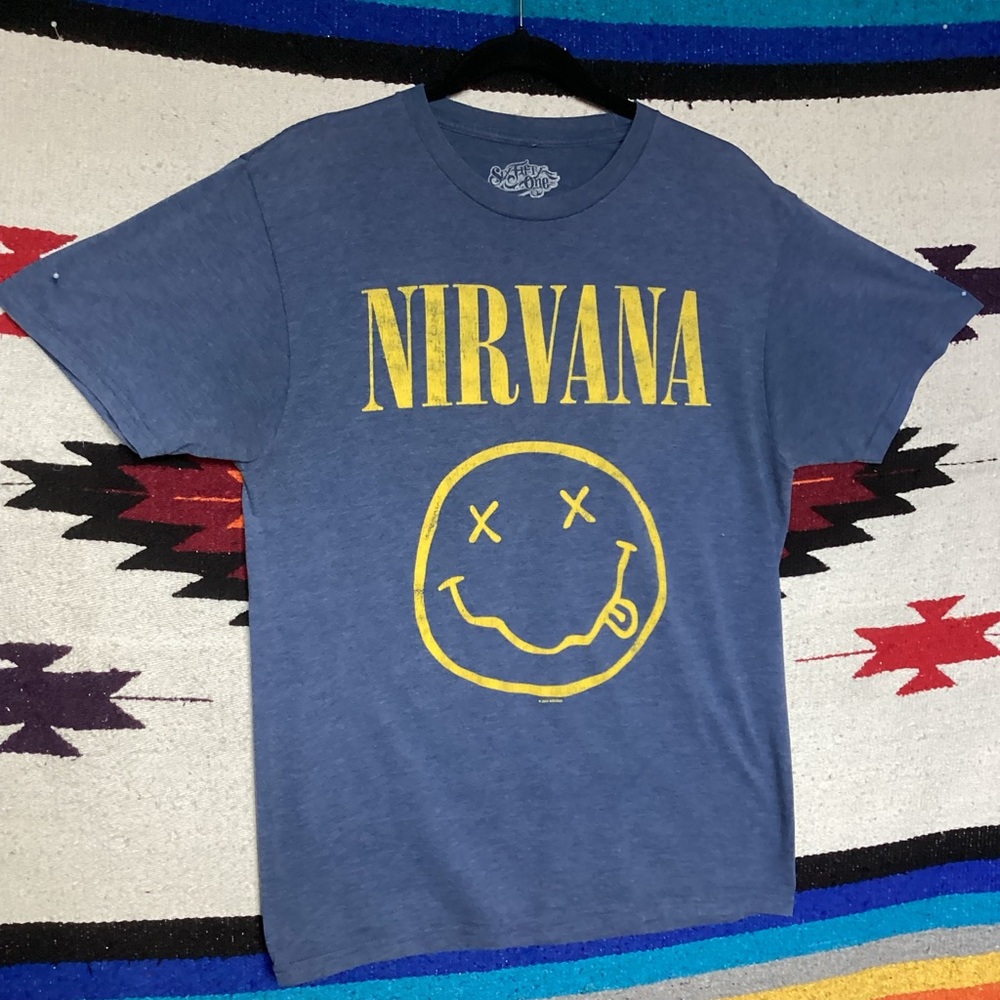 Nirvana smiley face short sleeve t shirt by six fifty one